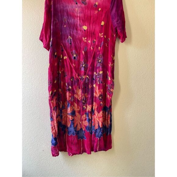 Vintage‎ womens pink floral button up midi dress - Picture 3 of 8